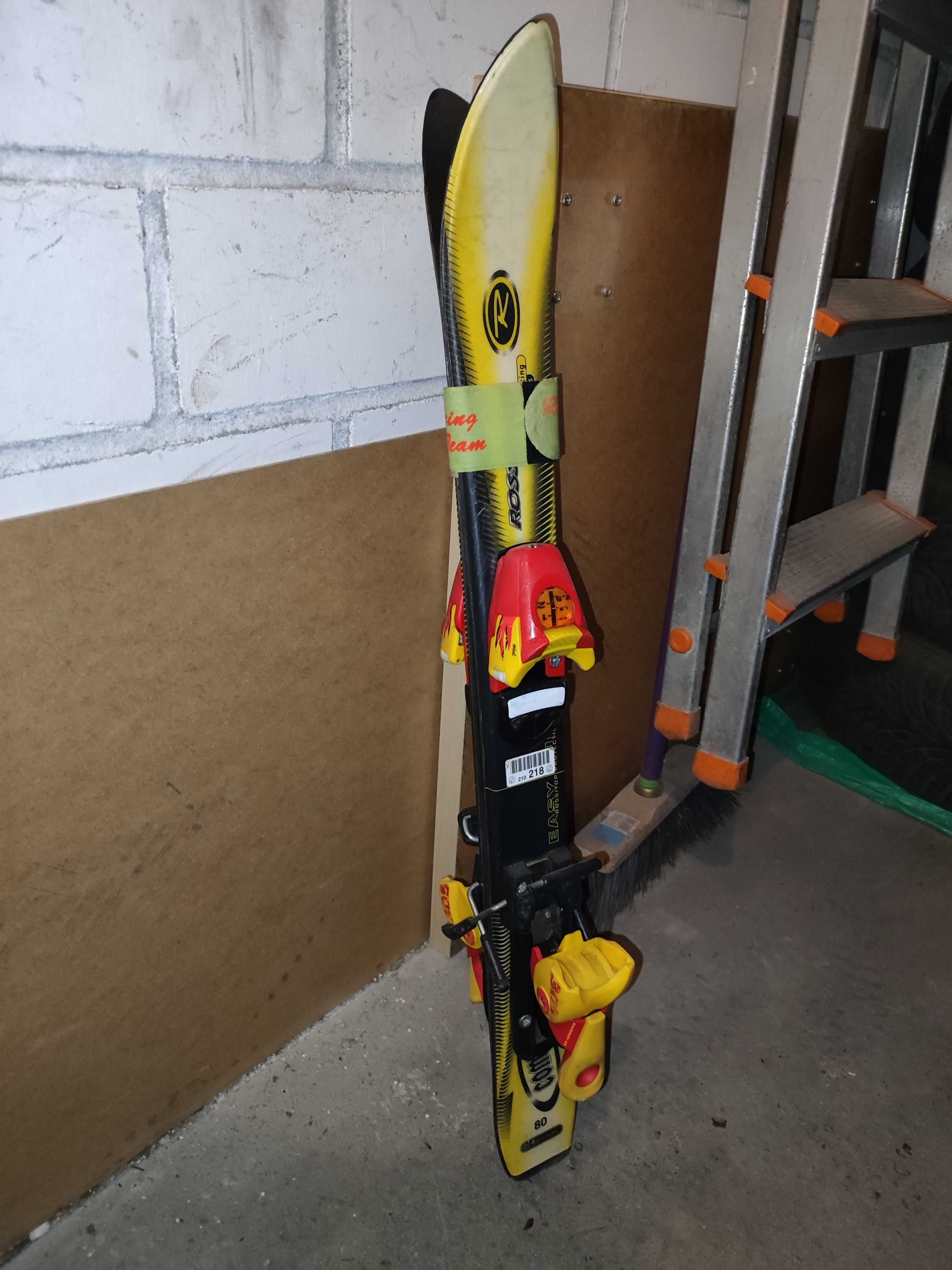 Narty Rossignol żółto-czarne dł 80 cm + zapięcia Salomon mini 305