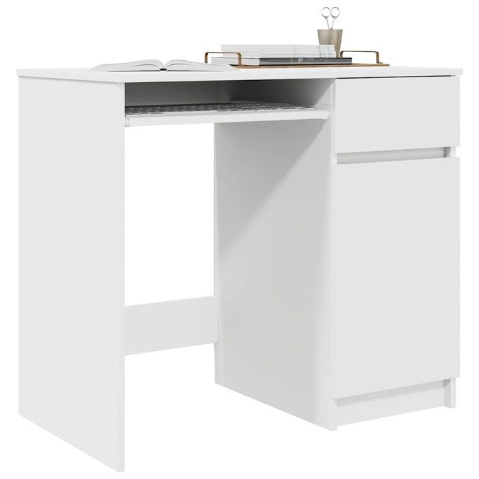 Vidaxl Biurko Białe 86X49X76 Cm Drewno Klejone