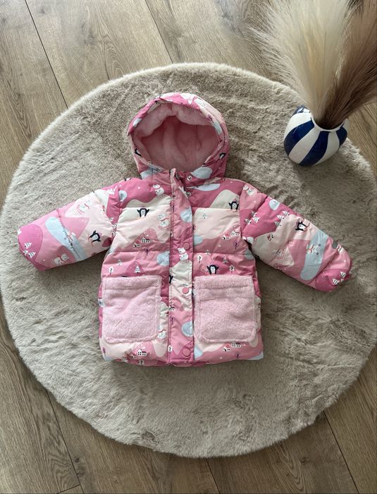 Nowa wzorzysta kurtka zimowa dla dziewczynki ocieplana