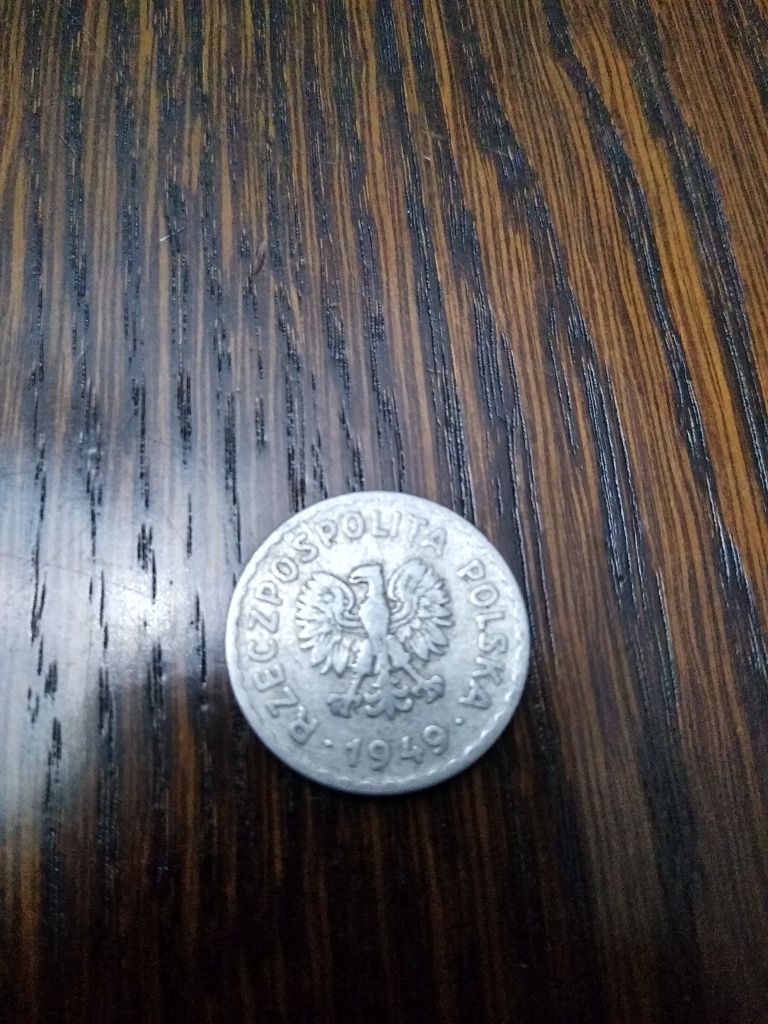 Moneta 1zł z roku 1949 bez znaku mennicznego
