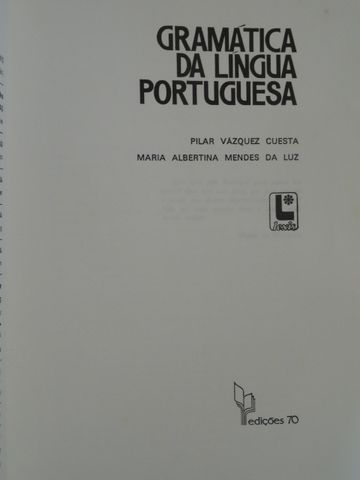 Gramática da Língua Portuguesa de Pilar Vásquez Cuesta