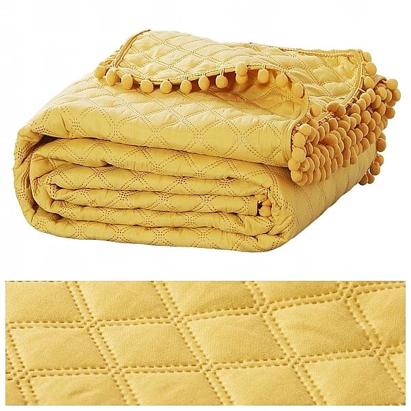 Narzuta na łóżko kanapę sofę 240x260 Pikowana Dwustronna Pompoo Muszt