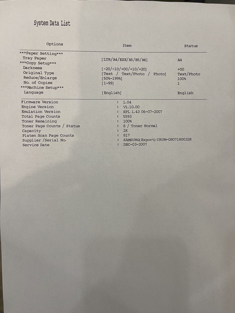 Принтер samaung SCX 4500