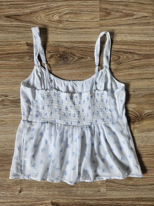 Bluzka na ramiączkach biała baskinka luźna dziewczęca ciążowa M