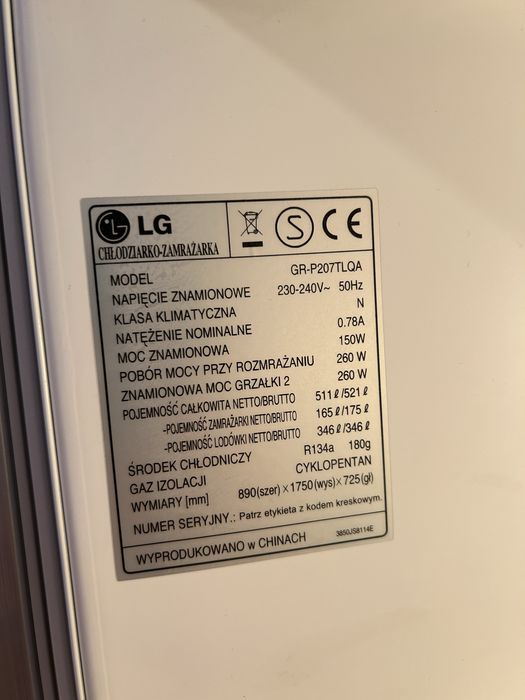 Lodowka side by side LG GR-P207TLQA