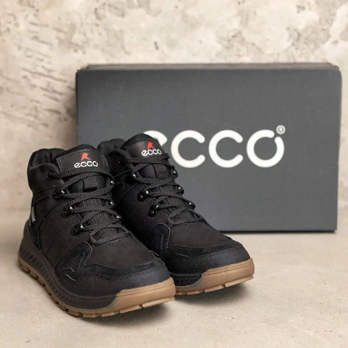 Зимові кросівки чоловічі на хутрі шкіряні ECCO GTX 40-45р Khaki Black