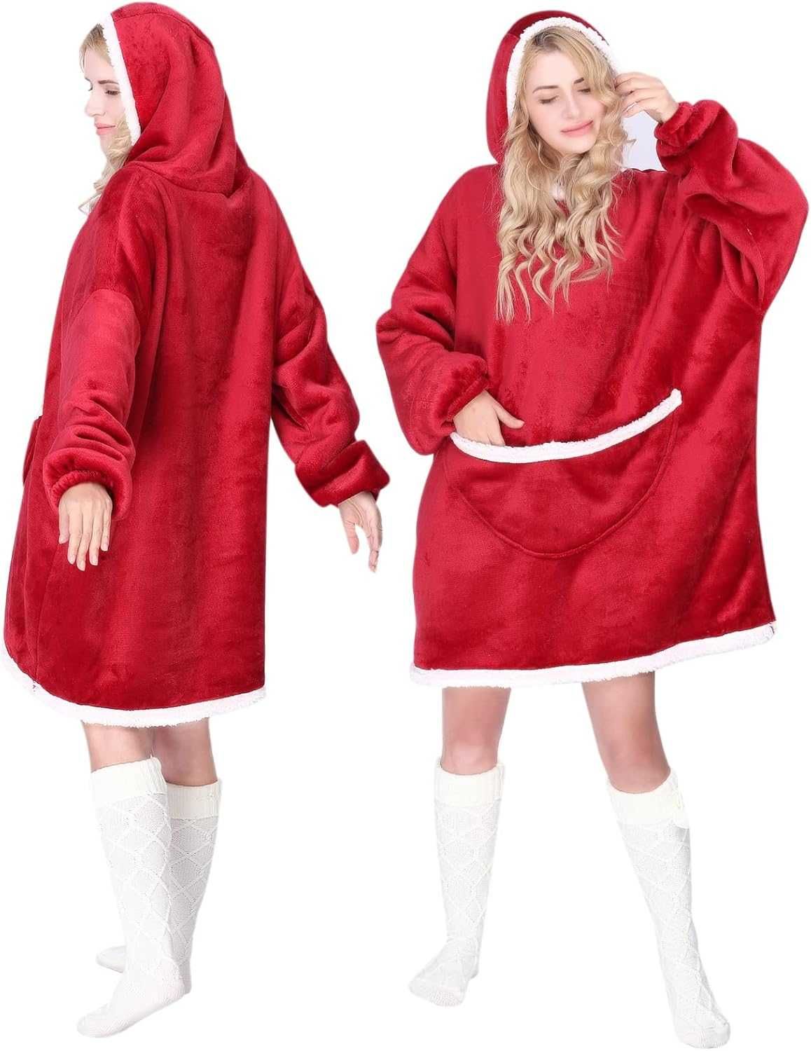Bluza OVERSIZE XXL ciepła, unisex, z kapturem, kieszeń, kocobluza