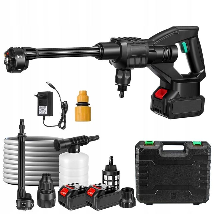 Wielofunkcyjny Myjka Ciśnieniowa Akumulatorowa 21v + 2 Aku 3000mah 100