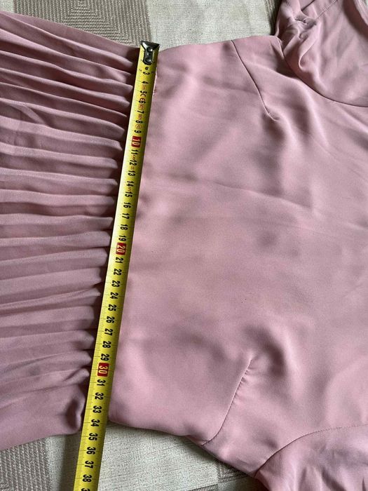 Sukienka długa Shein  zwiewna plisowana34/37 pudrowy róż wesele