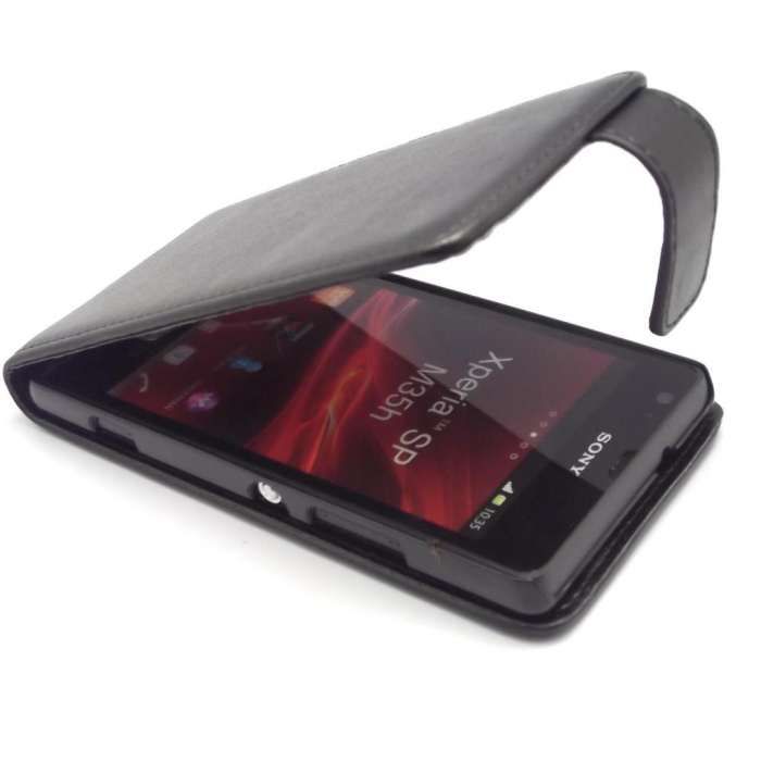 R08 Capa Flip Pele Sony Xperia SP M35h M35c C5302 C5303 C530  Novo! ^A