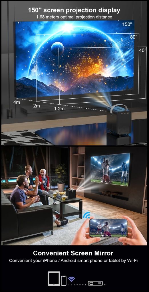 Проектор HONGTOP P10 HD 4/64gb мини кинотеатр телевизор smart tv xiao