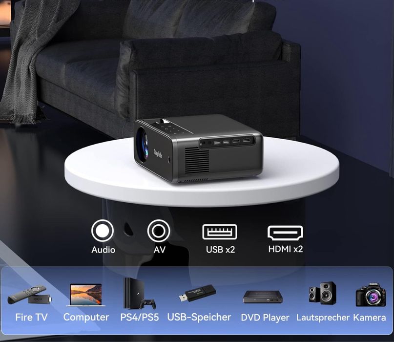 Проектор RayFoto 1080P Full HD, Wi-Fi Bluetooth з динаміками