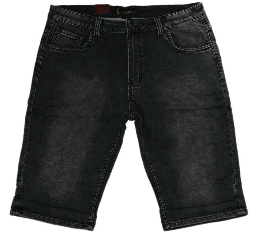 Duże MĘSKIE KRÓTKIE SPODENKI ze streczem 8XL W47 pas 128-132cm CZARNE