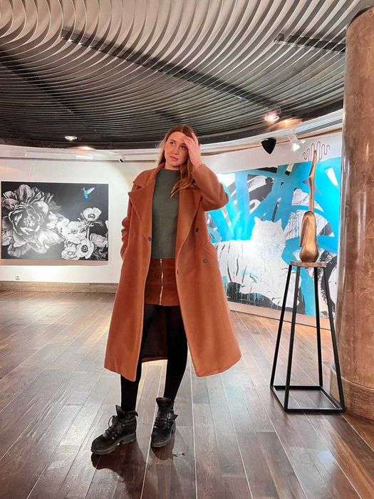 Кашемірове пальто халат nuances, супер склад, теракотовий колір