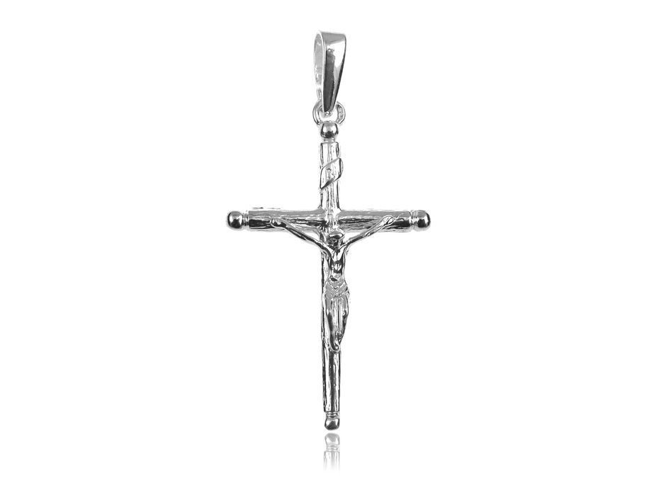 Elegancki Srebrny Krzyżyk Wizerunek Jezus Chrystus Pt_K169