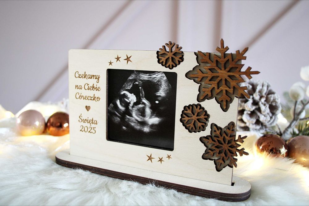 Świąteczna ramka ze zdjęciem, dowolne życzenia Prezent na Święta USG