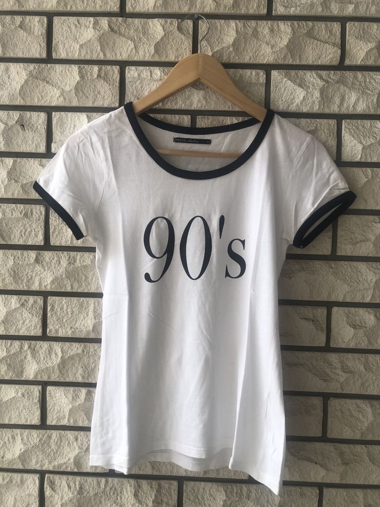 Biała bluzka t-shirt z krótkim rękawem 90’s Hose rozm. S