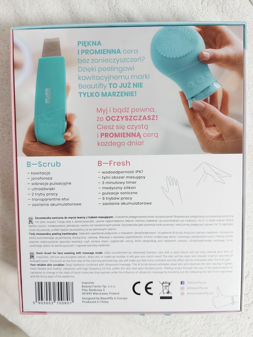 Zestaw Beautifly szczoteczka soniczna kawitacyjny peeling roller tytan