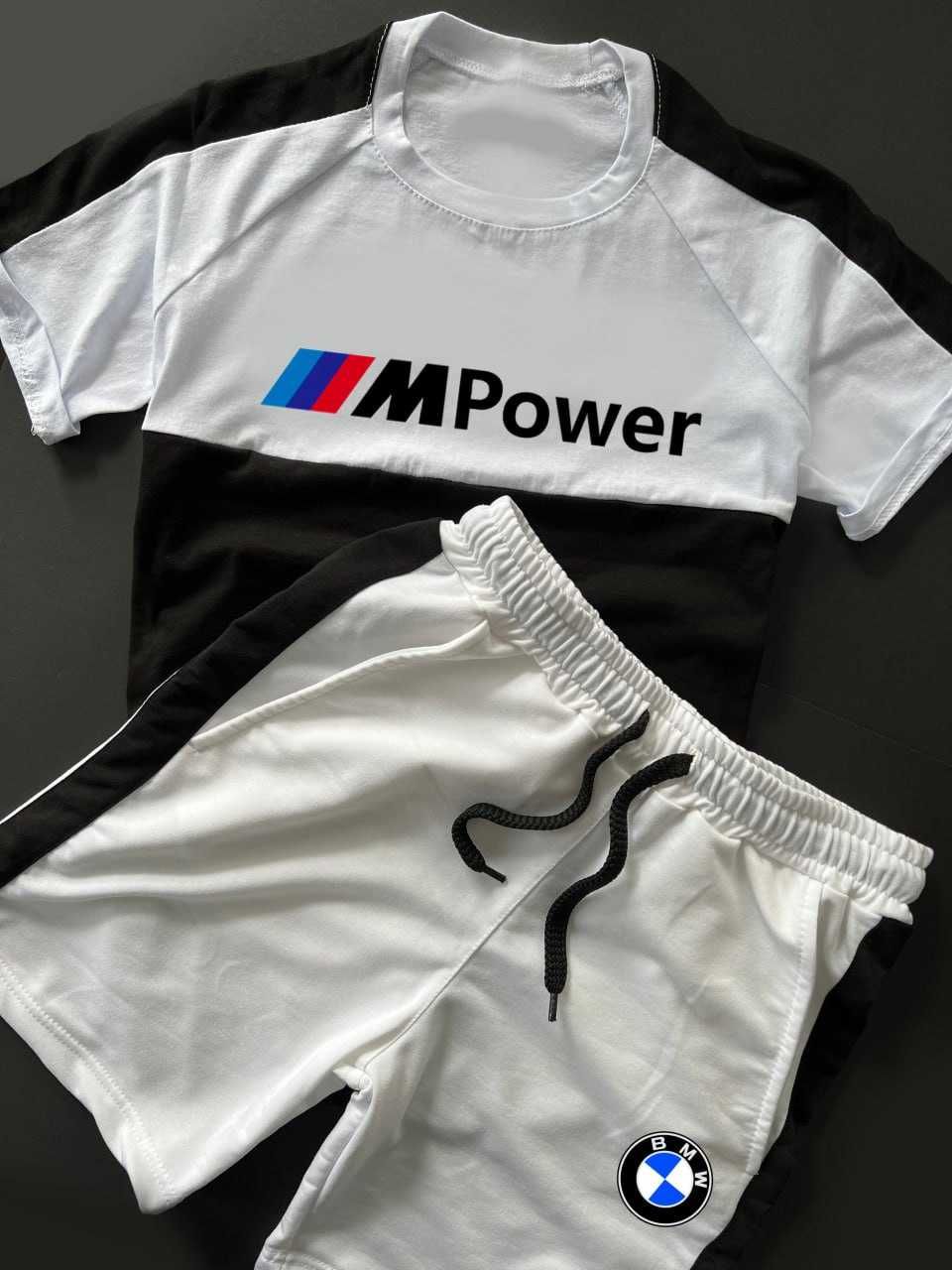 Спортивный костюм мужской летний BMW Power Шорты Футболка Комплект БМВ