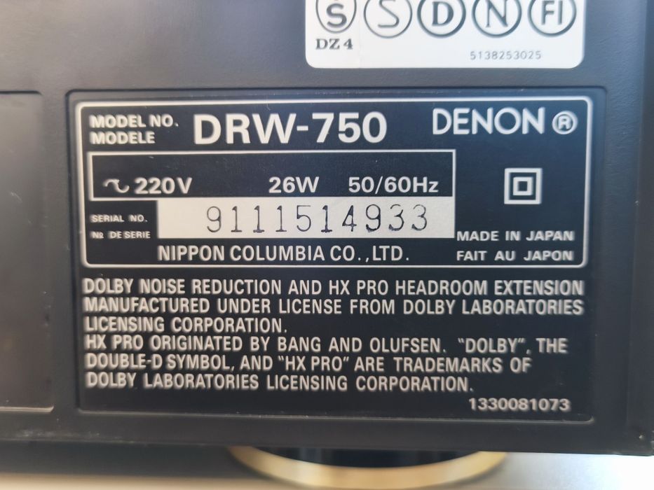 Рез ! Касетна дека Denon DRW-750 ! Зроблено в Японії !