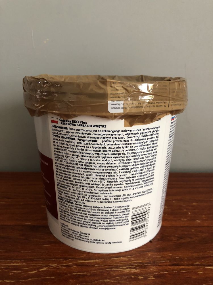 Farba lateksowa biała Śnieżka eko plus 1l