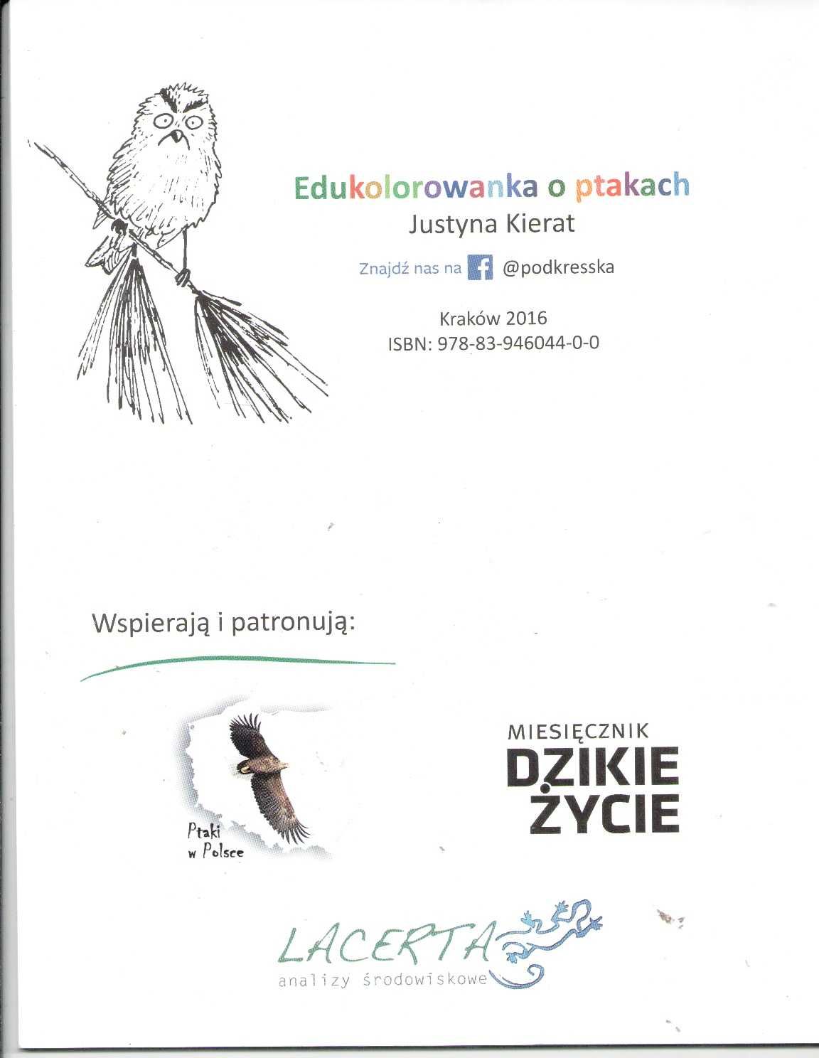 Edukolorowanka o ptakach Justyna Kierat