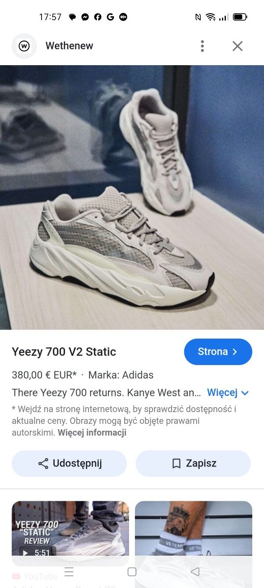 Adidasy Yeezy Boost 700V2 Static 39,5 /24,5 cm