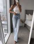 Джинси straight Zara прямі з необробленим краєм
