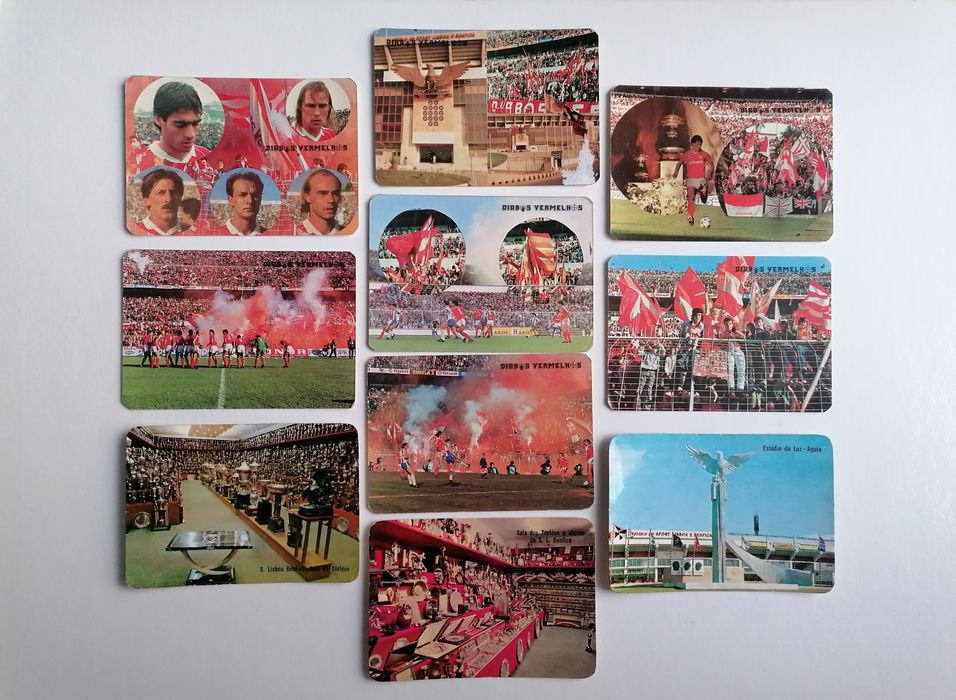 Conjunto de 10 calendários de 1986 e 1987 do Benfica