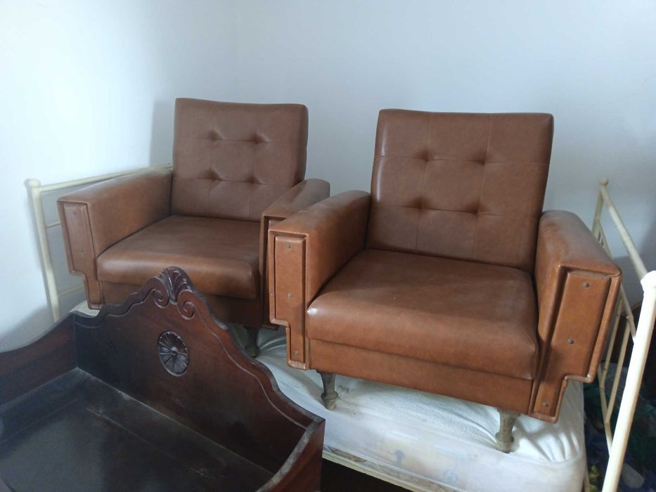 2 poltronas\sofá em pele