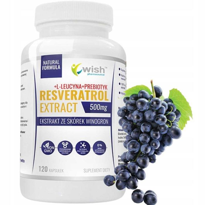 Ресвератрол Resveratrol 500 мг 120 капсул, екстракт кісточок винограду