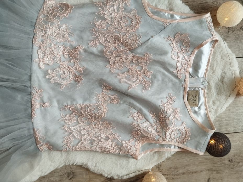 Piękna sukienka księżniczka tiulowa spódnica haftowana góra 158-164 S