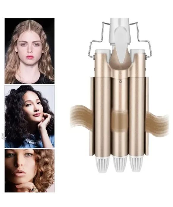 Плойка для волосся професійна Kemei KM-1010 потрійна для створення лок