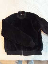 Bluza czarna futro cienkie