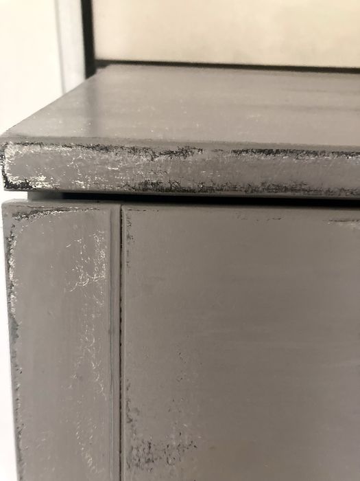 Szaro złoty Sekretarzyk  drewniany biurko  postarzale stylowe