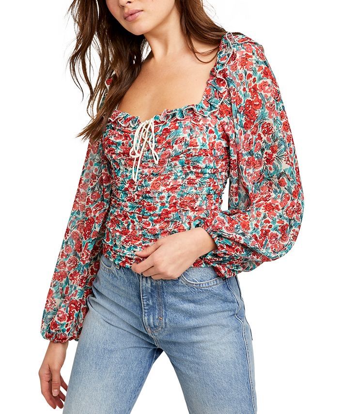 Free people mabel top топ xs/s блузка обьемные рукава