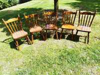Krzesła drewniane dąb Swarzędz lata 70