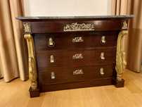 Comoda / consola império com tampo em mármore