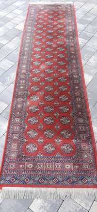 Buchara perski dywan wełniany tkany ręcznie z jedwabiem 310 x 80 cm