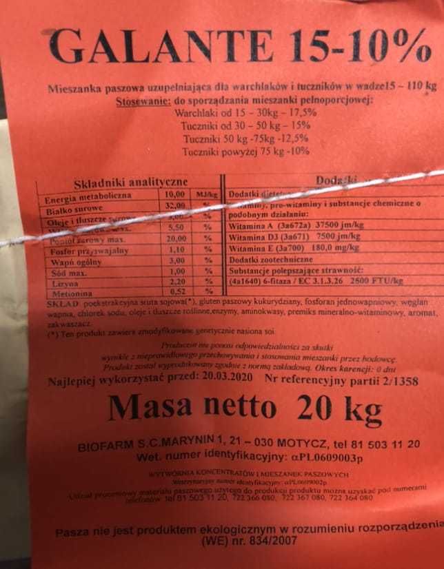 Koncentrat dla Świń Trzody Chlewnej BigFarm 20 kg