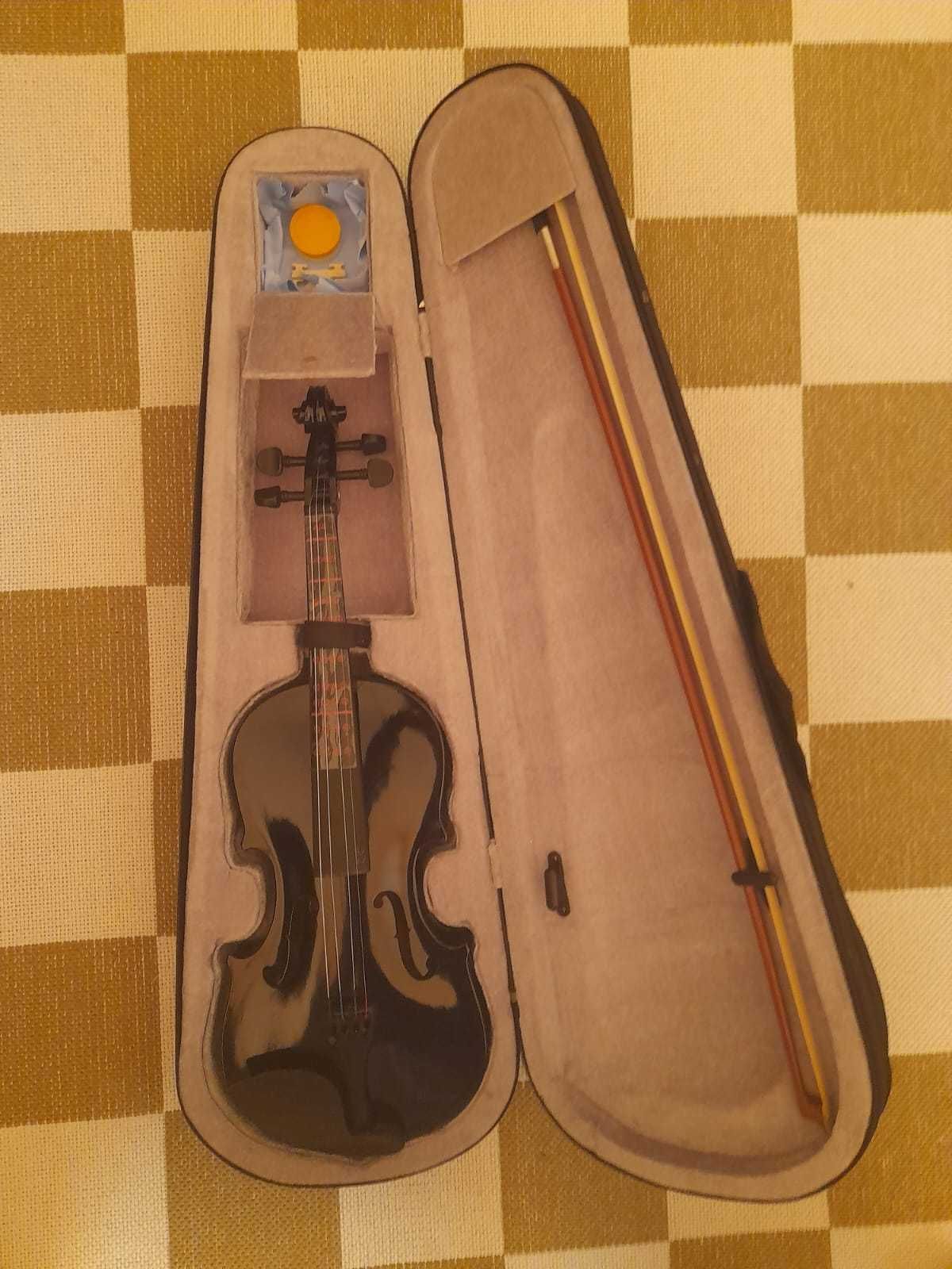 Violino - conjunto completo com arco e apoio de queixo 4/4 Preto