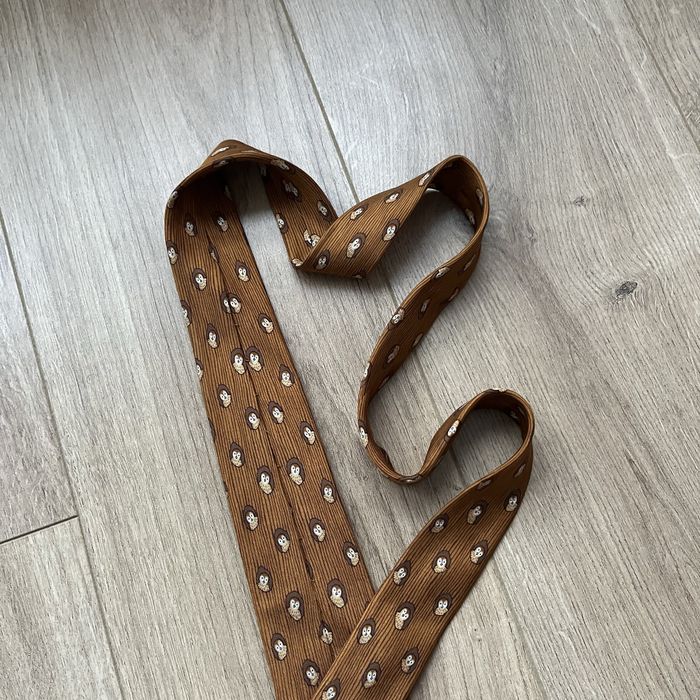 Оригінальна краватка Hermes Paris Owl Bird Silk Tie