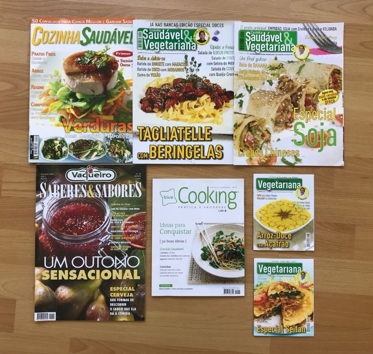 Revistas livros receitas culinárias cozinha vegetariana sumos naturais