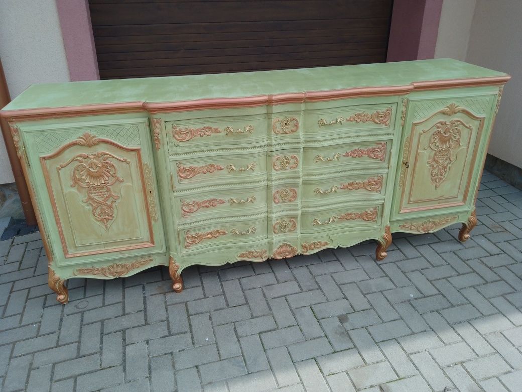 Komoda Ludwikowska Stylowa Rzeźbiona Antyczna Drewniana