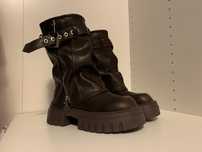 Buty workery trapery na platformie Fold Over Chunky Boots