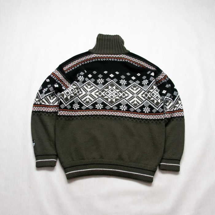 F.lli Campagnolo wełniany sweter z golfem w stylu norweskim L halfzip