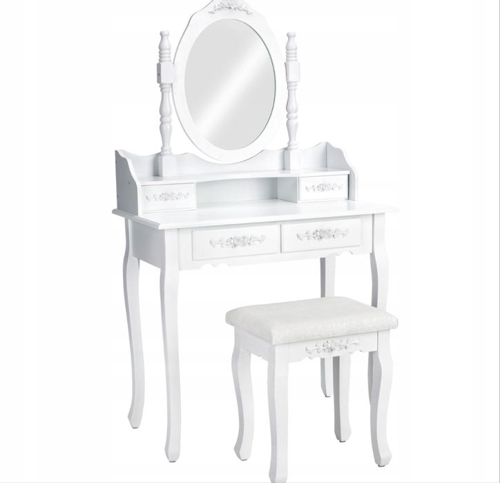 Toaletka biała z taboretem