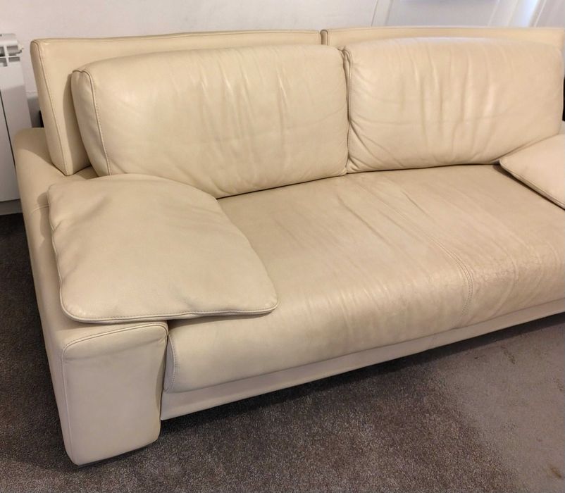 Kanapy Włoskie Nicoletti Skóra Kremowe 2 + 3 Używane Stan bardzo dobry