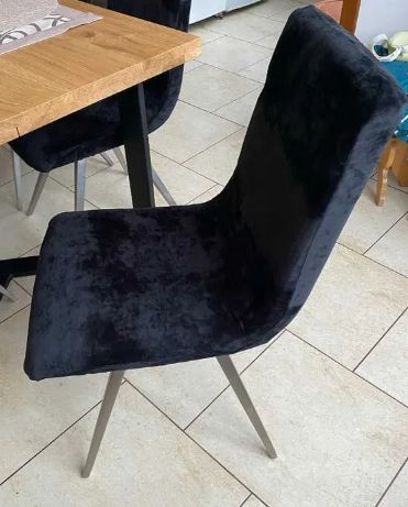 Zestaw 4 pokrowców na krzesła czarny elastyczny welur grube pokrowce
