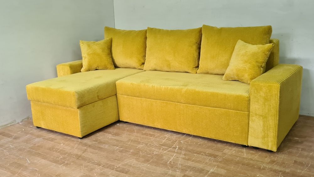 Nowy Narożnik sprężyny automat sztruks welur plusz kanapa sofa rogówka